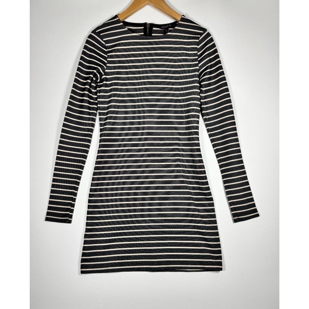 Long Tall Sally Dress Womens XS Black White Stripe Long‎ Sleeve Stretch Coastal